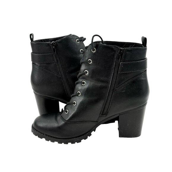 David Aaron Bootie Women's Size 9 Black Lauren 416-0616 Laces Front Side Zipper - Picture 8 of 12